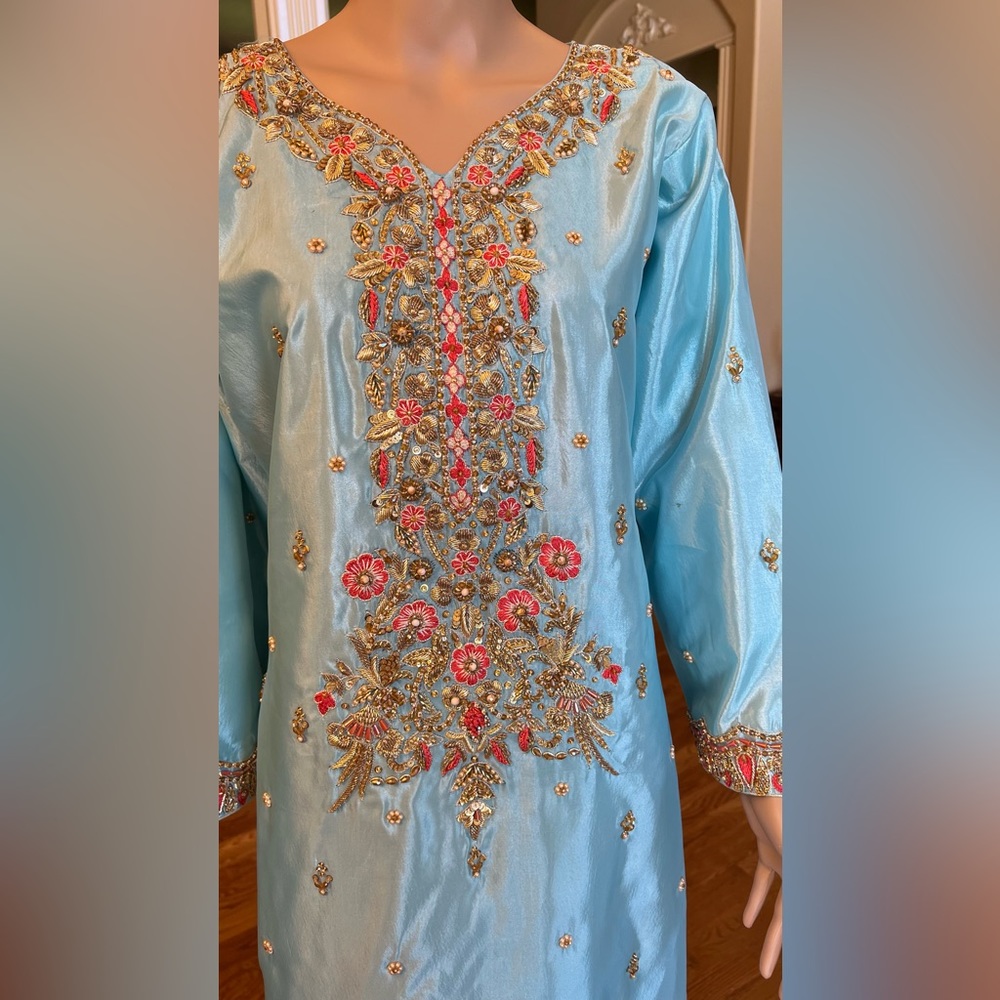 Brand new bridal/ Fancy/ party dress, sequins and thread work.satin silk fabric